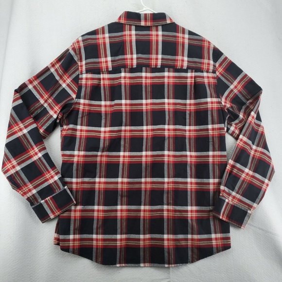 Chaps Men's Long Sleeve Casual Button Up Plaid Fitted Chest Pockets Red Large - Picture 9 of 12
